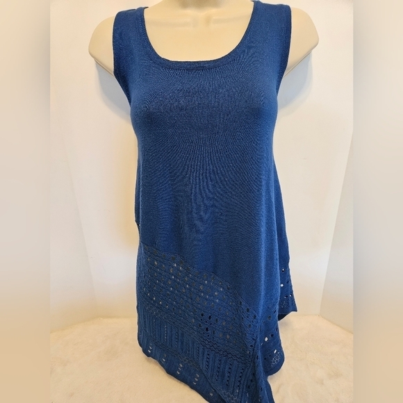 Grace Elements Boho Sleeveless Blouse Blue Large - Picture 6 of 15